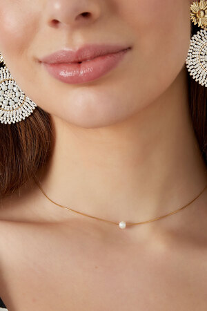 Collar sencillo con perla - oro h5 Imagen4